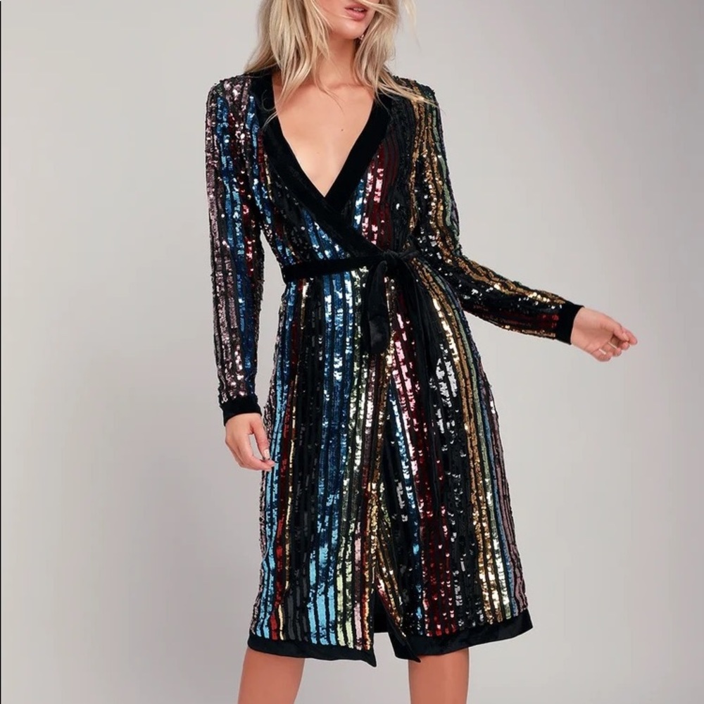 Sequin and velvet inspired wrap dress